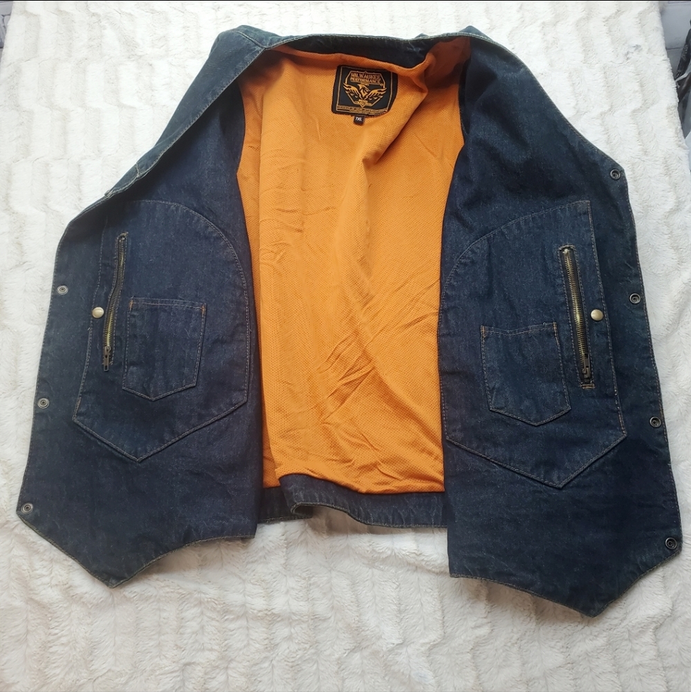 Milwaukee Performance Apparel Men's Denim Jacket Vest Motorcycle Big Tall Sz 7XL - Picture 2 of 7